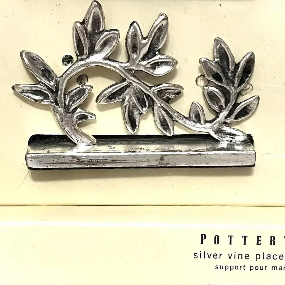Pottery Barn Silver Vine Leaves Placecard Name Holders Set of 4